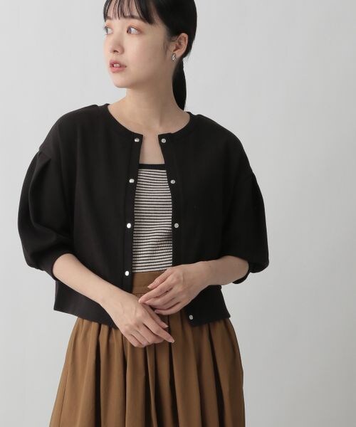 LOWRYS FARM（ローリーズファーム）の「カットカーディガン５分袖（トップス・レディース・アイボリー08/ブラック09/グレー12/グリーン75・F）」の20枚目の写真