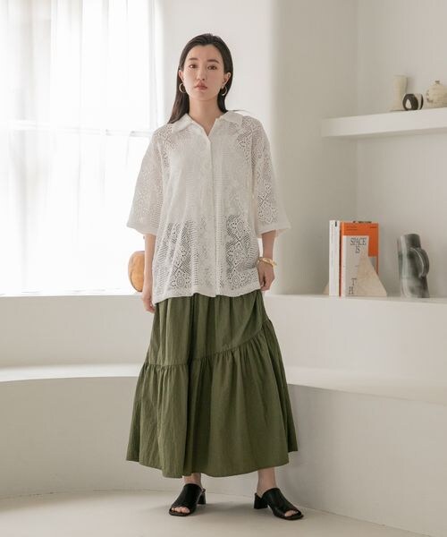 LOWRYS FARM（ローリーズファーム）の「アシメティアードスカート（スカート・レディース・アイボリー08/ブラック09/カーキ78・F）」の4枚目の写真