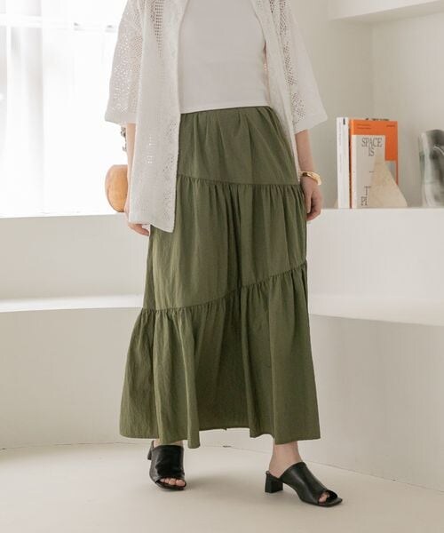 LOWRYS FARM（ローリーズファーム）の「アシメティアードスカート（スカート・レディース・アイボリー08/ブラック09/カーキ78・F）」の3枚目の写真