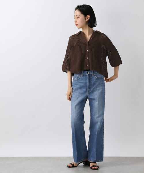 LOWRYS FARM（ローリーズファーム）の「ＣＯＮＥフレアデニムパンツ（パンツ・レディース・オフホワイト05/ブラック09/ブルー85・S/M/L）」の7枚目の写真