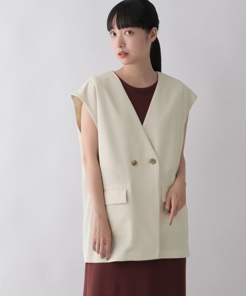 LOWRYS FARM（ローリーズファーム）の「バスケットキノウベスト２（ジャケット/アウター・レディース・アイボリー08/ブラック09/ブラウン55・F）」の10枚目の写真