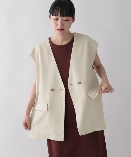 LOWRYS FARM（ローリーズファーム）の「バスケットキノウベスト２（ジャケット/アウター・レディース・アイボリー08/ブラック09/ブラウン55・F）」の9枚目の写真