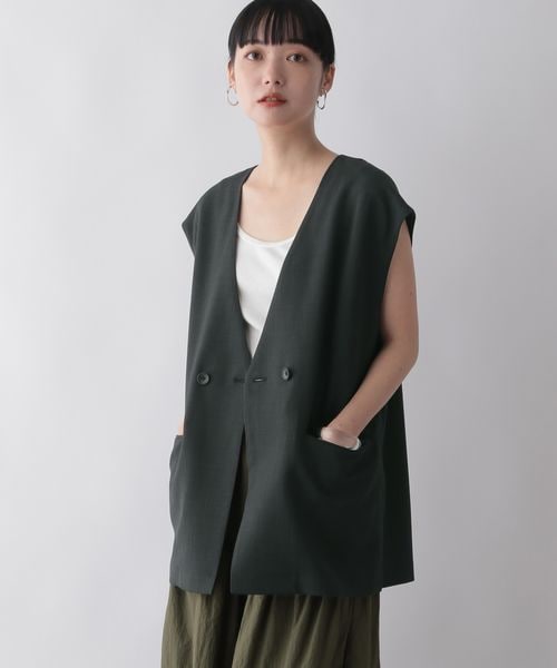 LOWRYS FARM（ローリーズファーム）の「バスケットキノウベスト２（ジャケット/アウター・レディース・アイボリー08/ブラック09/ブラウン55・F）」の14枚目の写真