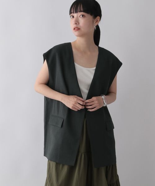 LOWRYS FARM（ローリーズファーム）の「バスケットキノウベスト２（ジャケット/アウター・レディース・アイボリー08/ブラック09/ブラウン55・F）」の13枚目の写真