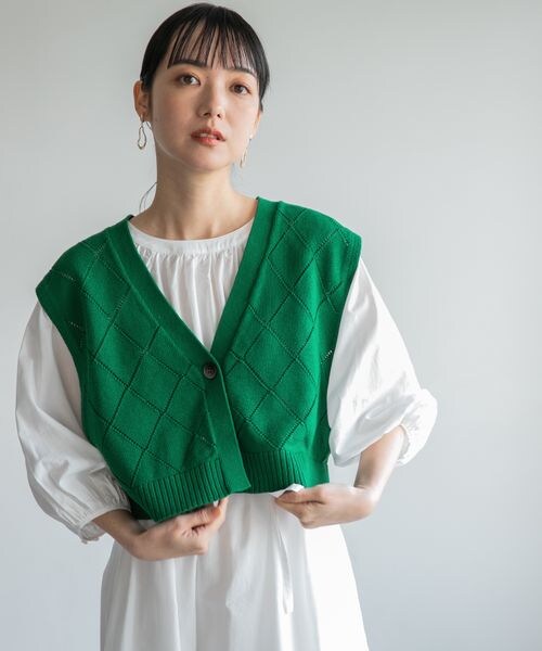 LOWRYS FARM(ローリーズファーム)の「スカシショートベスト2Pワンピース(ワンピース/ドレス・レディース・アイボリー08/ブラック09/ブラウン58/グリーン75・F)」の5枚目の写真