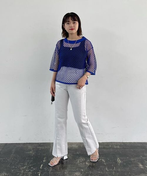 PAGEBOY（ページボーイ）の「カットメッシュプルオーバー（トップス・レディース・オフホワイト05/ブラック09/ブルー83・F）」の12枚目の写真