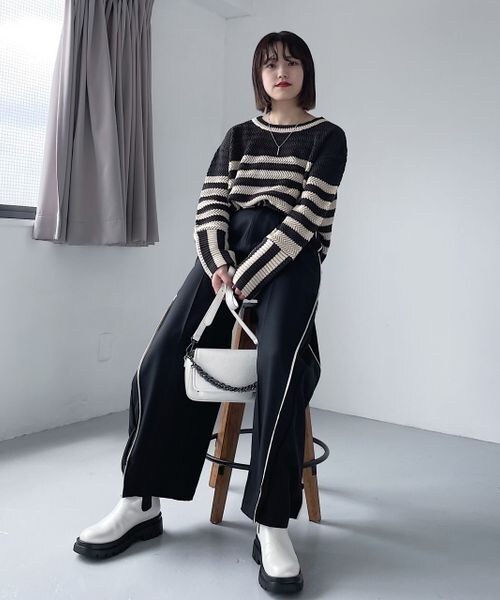 PAGEBOY（ページボーイ）の「ミドルボーダーニット（トップス・レディース・オフホワイト05/チャコール18/ブルー84・F）」の11枚目の写真