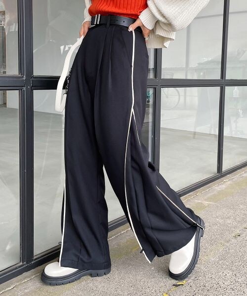 PAGEBOY（ページボーイ）の「パイピング2WAYパンツ（パンツ・レディース・ブラック09/グレージュ12・F）」の3枚目の写真