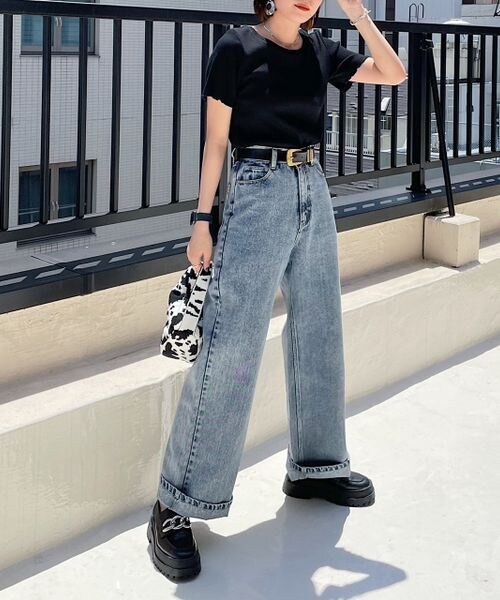 PAGEBOY(ページボーイ)の「テレコメローコンパクトTシャツ(トップス・レディース・オフホワイト05/ブラック09/グレージュ12/ロイヤルブルー83・F)」の7枚目の写真