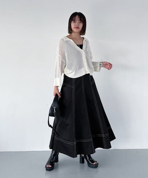 PAGEBOY(ページボーイ)の「チノステッチフレアスカート(スカート・レディース・ブラック09/グレージュ12・F)」の5枚目の写真
