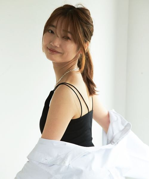 PAGEBOY（ページボーイ）の「カップ付きロゴシシュウキャミ（トップス・レディース・オフホワイト05/ブラック09/ブルー85・FREE）」の14枚目の写真