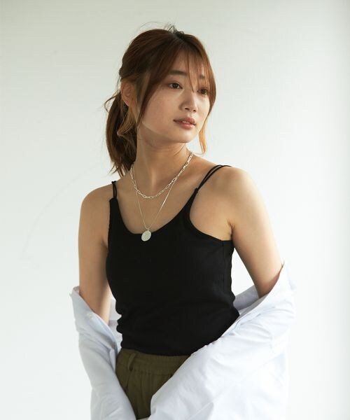 PAGEBOY（ページボーイ）の「カップ付きロゴシシュウキャミ（トップス・レディース・オフホワイト05/ブラック09/ブルー85・FREE）」の13枚目の写真