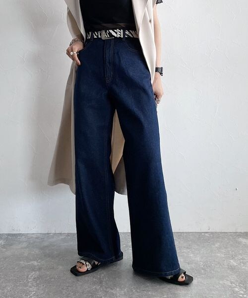 PAGEBOY（ページボーイ）の「サステナデニムワイドフレア（パンツ・レディース・サックスブルー85/インディゴブルー87・25inch/26inch）」の6枚目の写真