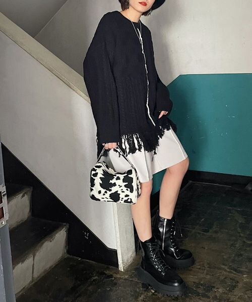 PAGEBOY（ページボーイ）の「MIXケーブルBIGプルオーバー（トップス・レディース・オフホワイト05/ブラック09・F）」の14枚目の写真