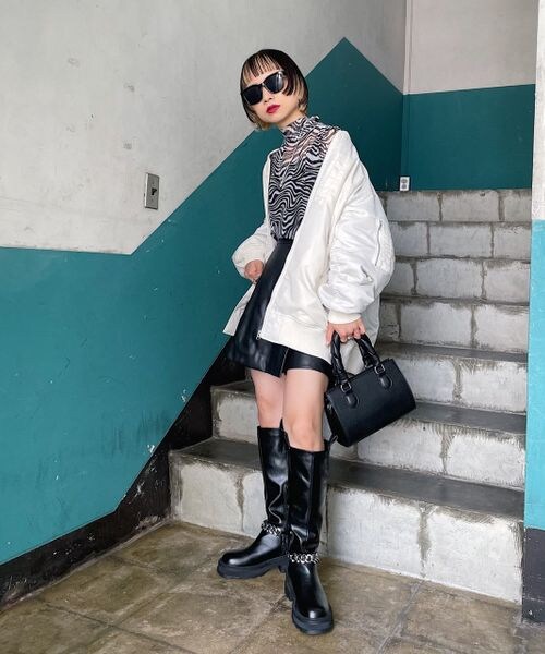 PAGEBOY（ページボーイ）の「シアーギャザータートル（トップス・レディース・マーブル柄01/オフホワイト05/ブラック09/ピンク28/ブルー83・F）」の7枚目の写真