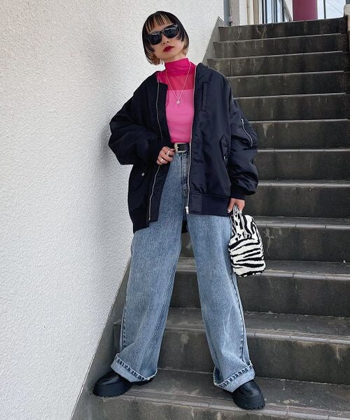 PAGEBOY（ページボーイ）の「ルーズMA-1（ジャケット/アウター・レディース・オフホワイト05/ブラック09/カーキ78・【WEB限定サイズ】S/F）」の19枚目の写真