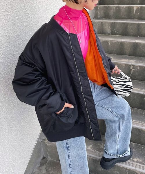 PAGEBOY（ページボーイ）の「ルーズMA-1（ジャケット/アウター・レディース・オフホワイト05/ブラック09/カーキ78・【WEB限定サイズ】S/F）」の15枚目の写真