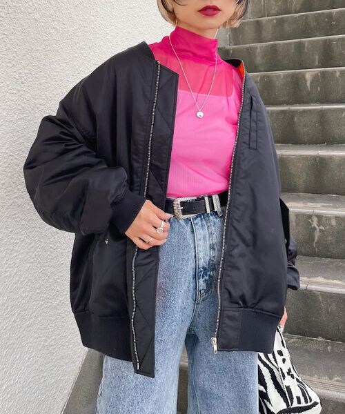 PAGEBOY（ページボーイ）の「ルーズMA-1（ジャケット/アウター・レディース・オフホワイト05/ブラック09/カーキ78・【WEB限定サイズ】S/F）」の14枚目の写真