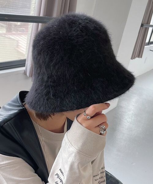 PAGEBOY（ページボーイ）の「アンゴラバケハ（帽子・レディース・オフホワイト05/ブラック09・F）」の2枚目の写真
