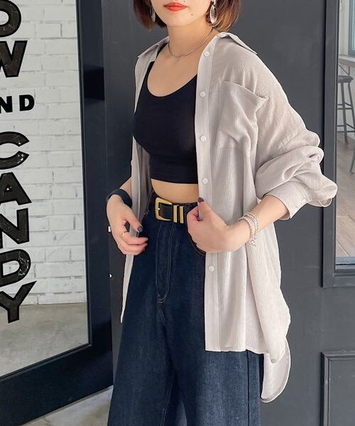 PAGEBOY(ページボーイ)の「楊柳シアーBIGシャツ(トップス・レディース・オフホワイト05/ブラック09/グレージュ12/ロイヤルブルー83・F)」の16枚目の写真