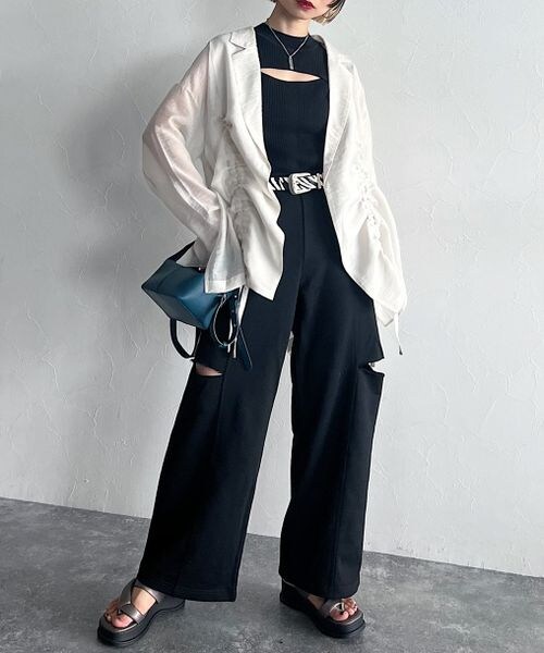 PAGEBOY（ページボーイ）の「フロントオープンニットタンク（トップス・レディース・オフホワイト05/ブラック09・FREE）」の9枚目の写真