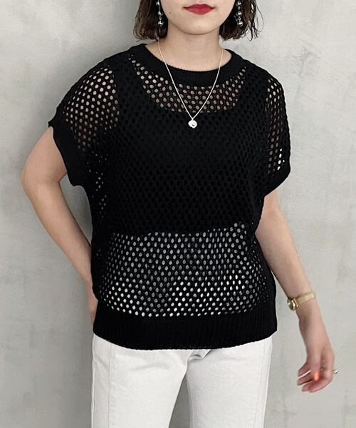 PAGEBOY(ページボーイ)の「メッシュクルーベスト(トップス・レディース・オフホワイト05/ブラック09/ターコイズ79・F)」の8枚目の写真