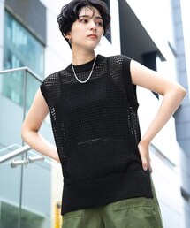 RAGEBLUE | 透かし編みノースリーブニット(トップス)