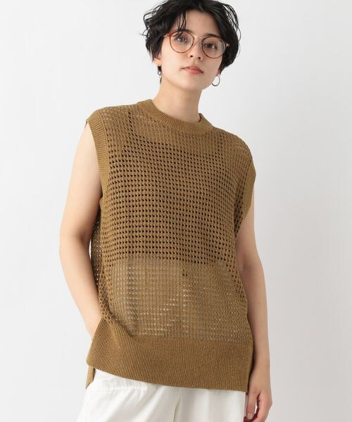 RAGEBLUE(レイジブルー)の「透かし編みノースリーブニット(トップス・レディース・ブラック09/ベージュ52/ブルー85・FREE)」の2枚目の写真