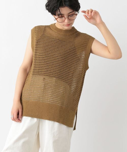 RAGEBLUE(レイジブルー)の「透かし編みノースリーブニット(トップス・レディース・ブラック09/ベージュ52/ブルー85・FREE)」の12枚目の写真