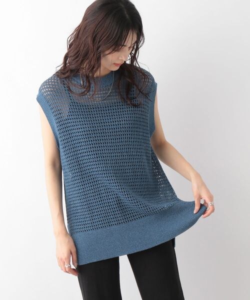 RAGEBLUE(レイジブルー)の「透かし編みノースリーブニット(トップス・レディース・ブラック09/ベージュ52/ブルー85・FREE)」の17枚目の写真