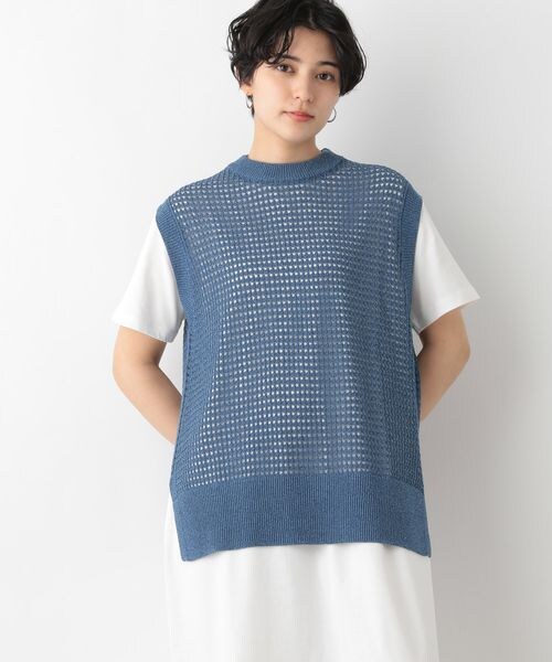 RAGEBLUE(レイジブルー)の「透かし編みノースリーブニット(トップス・レディース・ブラック09/ベージュ52/ブルー85・FREE)」の16枚目の写真