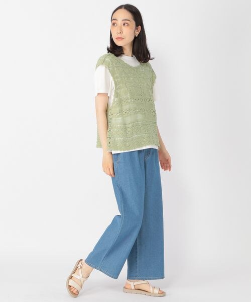 studio CLIP（スタディオクリップ）の「イージーストレートデニムパンツ[プチ・プラスサイズあり]（パンツ・レディース・ブラック19/ライトブルー82/インディゴ87・M/L/LL(WEB限定)/3L(WEB限定)/4L(WEB限定)/プチFREE(WEB限定)）」の8枚目の写真