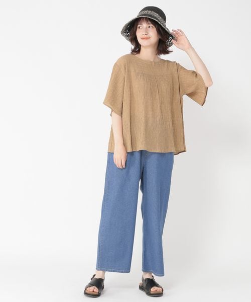 studio CLIP（スタディオクリップ）の「イージーストレートデニムパンツ[プチ・プラスサイズあり]（パンツ・レディース・ブラック19/ライトブルー82/インディゴ87・M/L/LL(WEB限定)/3L(WEB限定)/4L(WEB限定)/プチFREE(WEB限定)）」の10枚目の写真