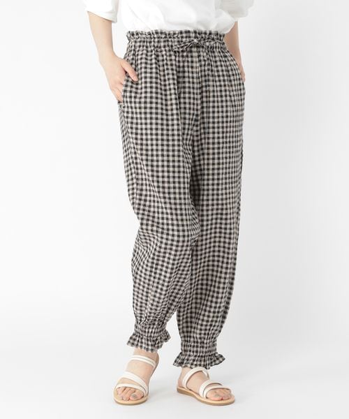 nestRobe リネンフリルイージーパンツ 裾フリル 黒 studio CLIP（スタディオクリップ）の「コットンリネン裾フリル