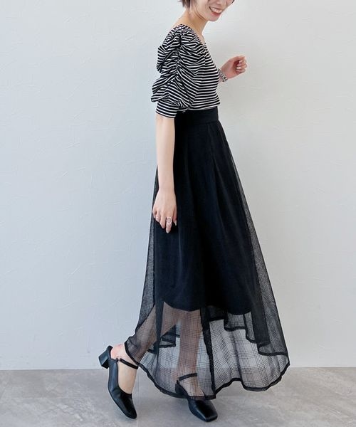 mysty woman(ミスティウーマン)の「シアータックフレアスカート(スカート・レディース・アイボリー08/ブラック09/グレー15・F)」の12枚目の写真