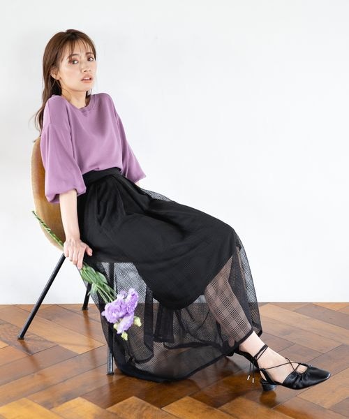 mysty woman(ミスティウーマン)の「シアータックフレアスカート(スカート・レディース・アイボリー08/ブラック09/グレー15・F)」の5枚目の写真