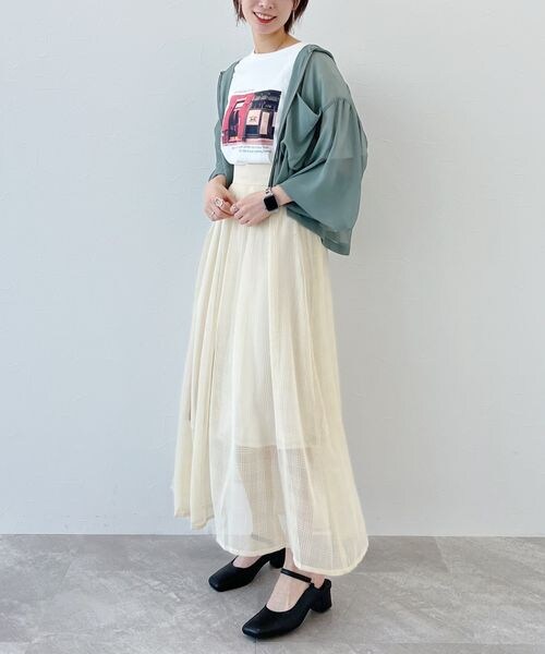 mysty woman(ミスティウーマン)の「シアータックフレアスカート(スカート・レディース・アイボリー08/ブラック09/グレー15・F)」の9枚目の写真