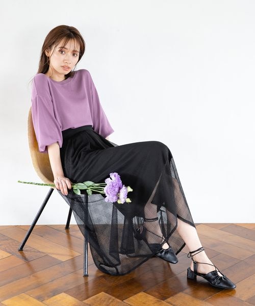 mysty woman(ミスティウーマン)の「シアータックフレアスカート(スカート・レディース・アイボリー08/ブラック09/グレー15・F)」の4枚目の写真