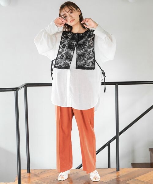 mysty woman（ミスティウーマン）の「ベルト付きワイドパンツ（パンツ・レディース・アイボリー08/ダークオレンジ48/ダークブラウン58・F）」の9枚目の写真