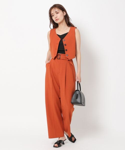 mysty woman（ミスティウーマン）の「ベルト付きワイドパンツ（パンツ・レディース・アイボリー08/ダークオレンジ48/ダークブラウン58・F）」の20枚目の写真