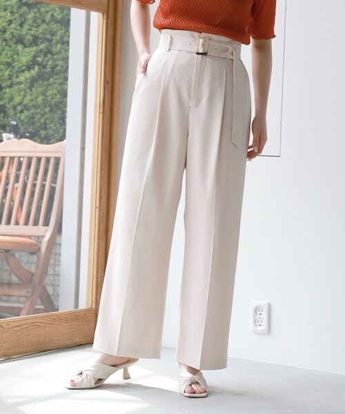 mysty woman（ミスティウーマン）の「ベルト付きワイドパンツ（パンツ・レディース・アイボリー08/ダークオレンジ48/ダークブラウン58・F）」の13枚目の写真