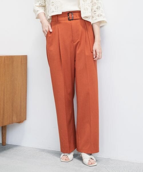 mysty woman（ミスティウーマン）の「ベルト付きワイドパンツ（パンツ・レディース・アイボリー08/ダークオレンジ48/ダークブラウン58・F）」の11枚目の写真