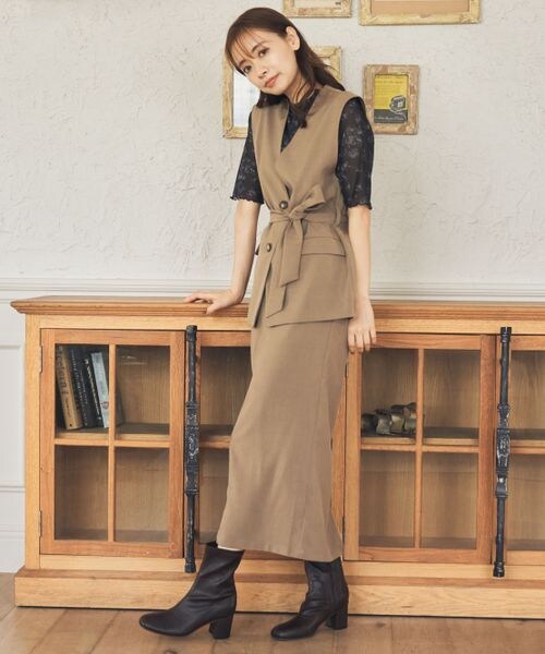 mysty woman(ミスティウーマン)の「無地/柄シアープルオーバー(トップス・レディース・アイボリー08/ブラック09/チャコール柄18/ライトグリーン72/カーキ柄78・F)」の9枚目の写真