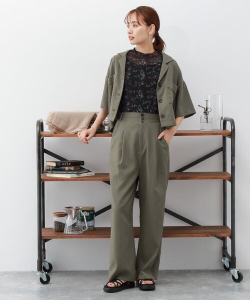 mysty woman(ミスティウーマン)の「無地/柄シアープルオーバー(トップス・レディース・アイボリー08/ブラック09/チャコール柄18/ライトグリーン72/カーキ柄78・F)」の16枚目の写真