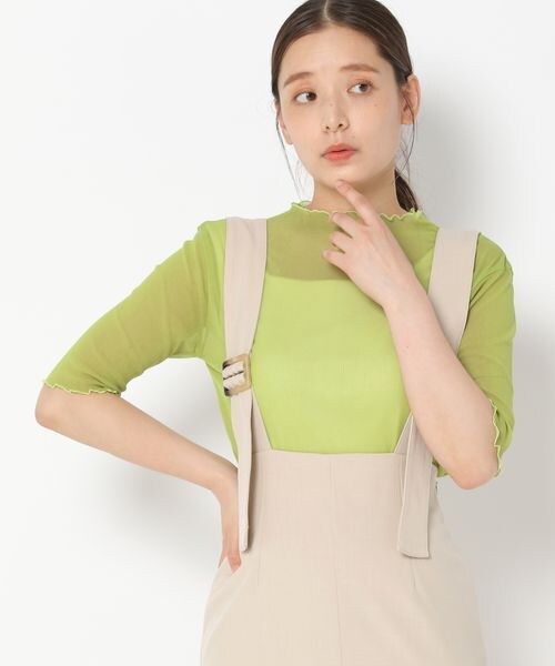 mysty woman(ミスティウーマン)の「無地/柄シアープルオーバー(トップス・レディース・アイボリー08/ブラック09/チャコール柄18/ライトグリーン72/カーキ柄78・F)」の4枚目の写真