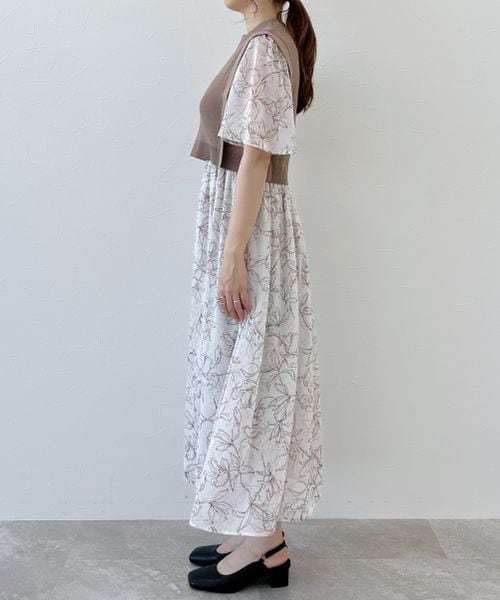 mysty woman（ミスティウーマン）の「ベストセットツイン柄ワンピース（ワンピース/ドレス・レディース・ブラック09/ベージュ52/パープル91・F）」の17枚目の写真