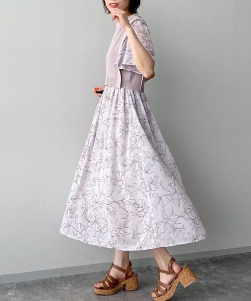 mysty woman（ミスティウーマン）の「ベストセットツイン柄ワンピース（ワンピース/ドレス・レディース・ブラック09/ベージュ52/パープル91・F）」の12枚目の写真