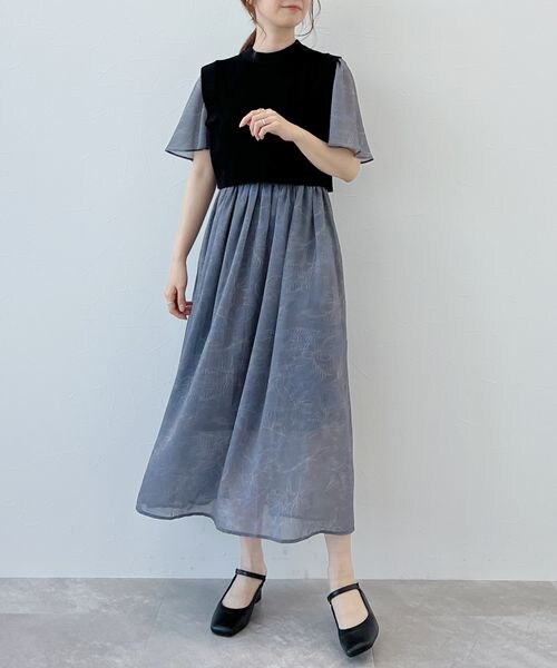 mysty woman（ミスティウーマン）の「ベストセットツイン柄ワンピース（ワンピース/ドレス・レディース・ブラック09/ベージュ52/パープル91・F）」の14枚目の写真