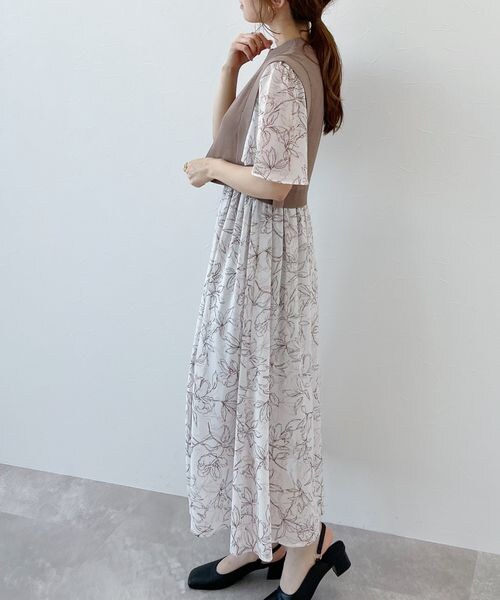 mysty woman（ミスティウーマン）の「ベストセットツイン柄ワンピース（ワンピース/ドレス・レディース・ブラック09/ベージュ52/パープル91・F）」の9枚目の写真