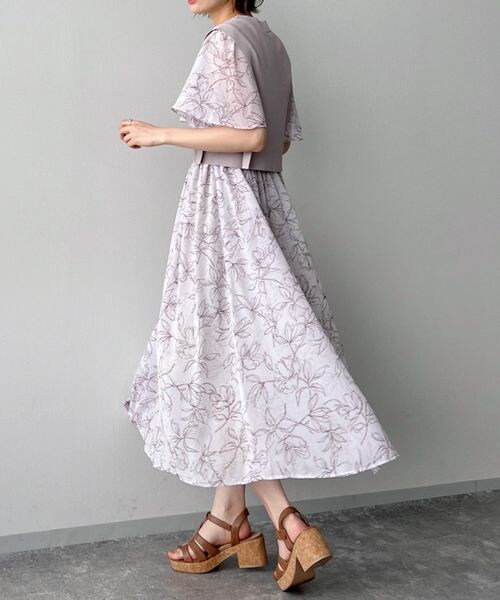 mysty woman（ミスティウーマン）の「ベストセットツイン柄ワンピース（ワンピース/ドレス・レディース・ブラック09/ベージュ52/パープル91・F）」の11枚目の写真